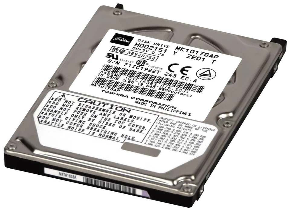Toshiba MK1017GAP Hard Drive 2151 10GB 4200 RPM 1MB Cache IDE ATA 2.5" - Image 2 of 3