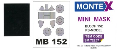 Montex 1/72 BLOCH 152 CANOPY & WHEELS PAINT MASK RS Models