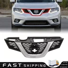 For 2014 2015 2016 Nissan Rogue Front Bumper Upper Grille Black & Chrome Grill