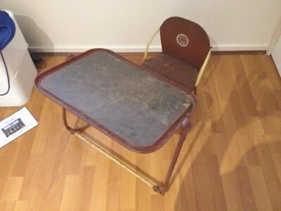 Children 39 S Desk With Attached Chair Metal Antique