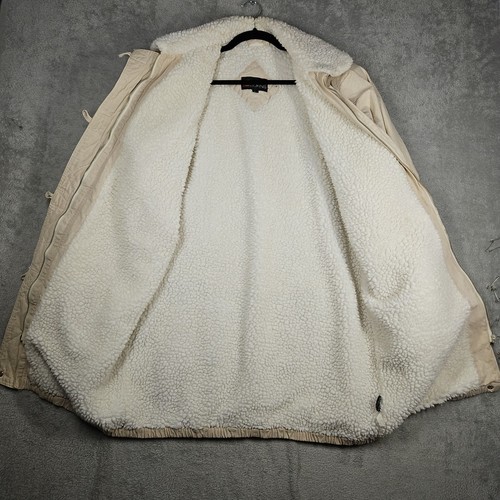 De Colección Andy Johns Parka Heavywgt Cálido Abrigo Sherpa Cremallera Palanca Lona Beige Talla Grande L - Imagen 4 de 20