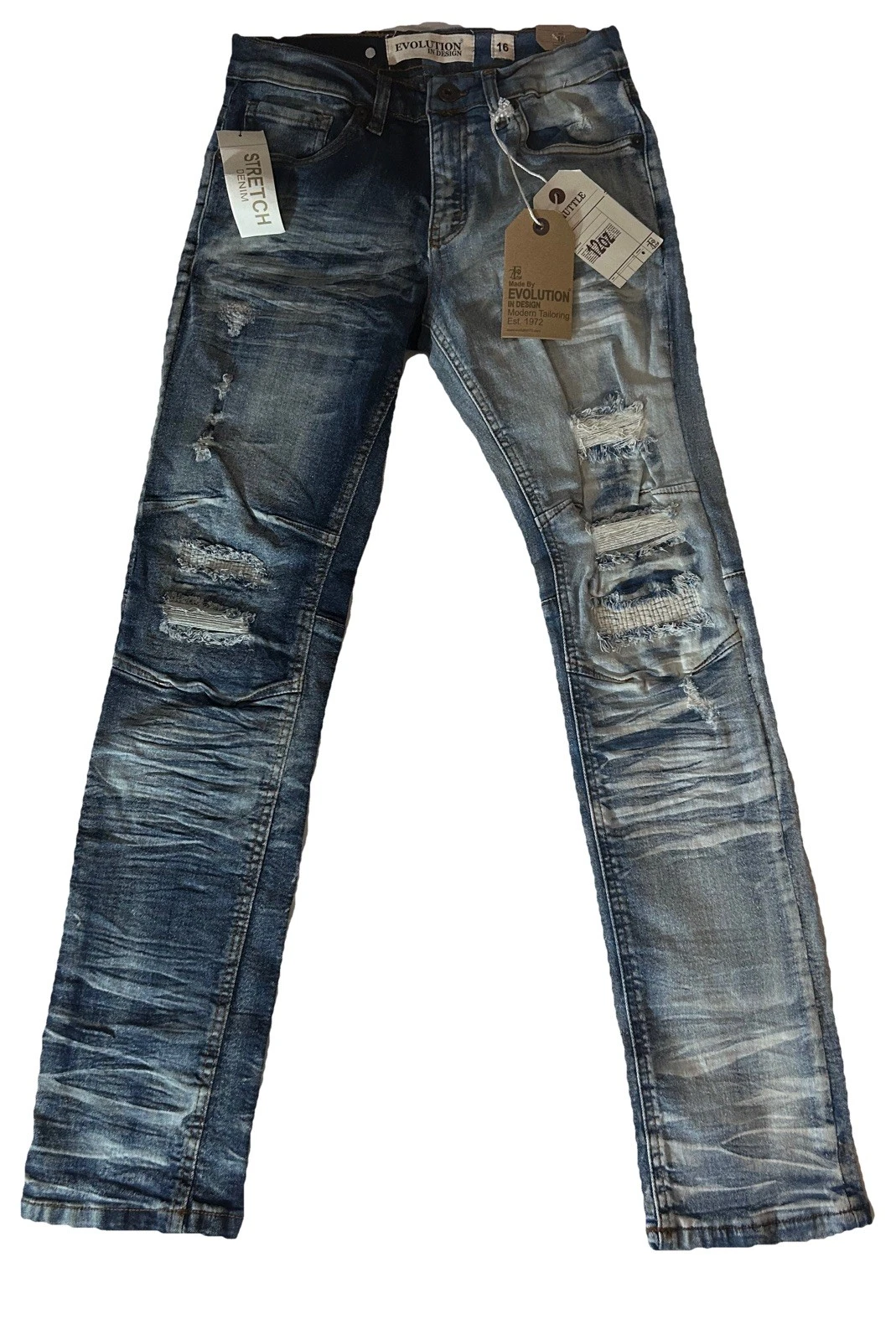 Evolution in Design 1/2 Light Wash 1/2 Dark Wash Stretch Denim Jeans Size 16 Y