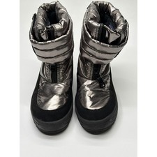 Pajar Canada Kids Waterproof Snow Boots Metallic Silver Black Pajar-Tex size 1.5