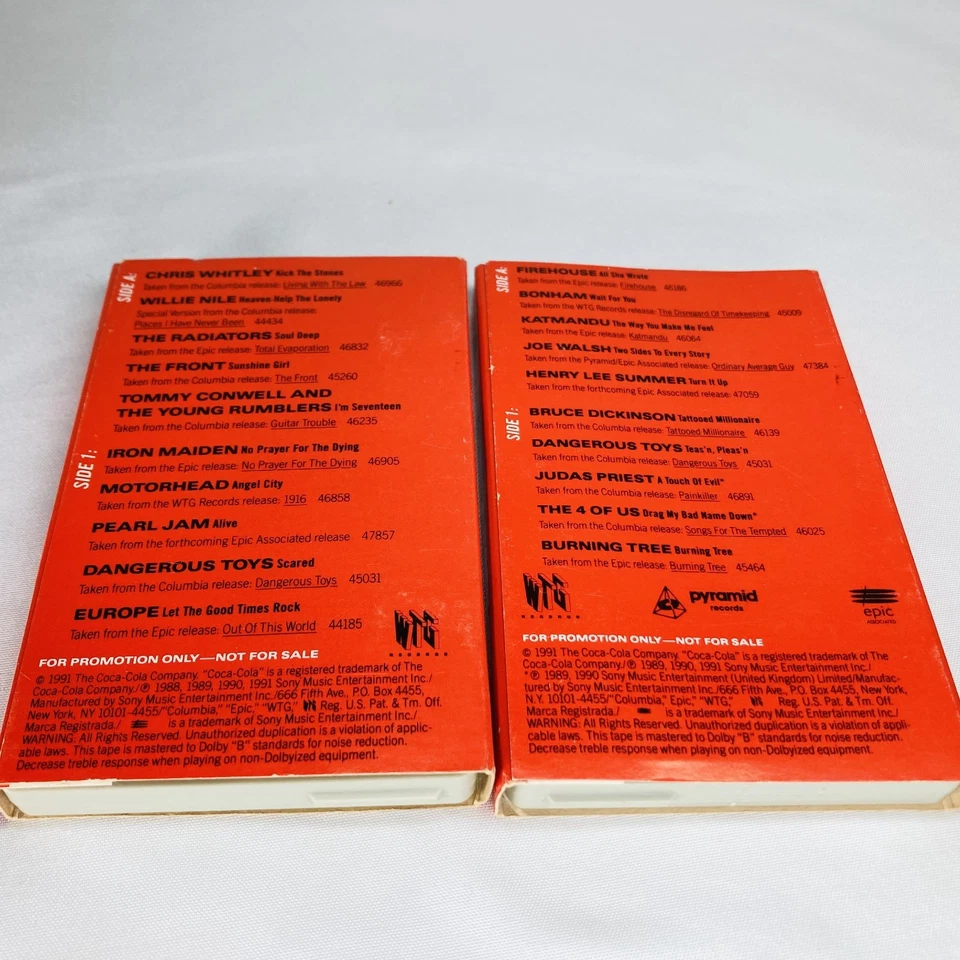 Coca Cola Sampler Cassette Vol 1&2 Iron Maiden Motorhead Judas Priest Pearl Jam Foto 3 de 4