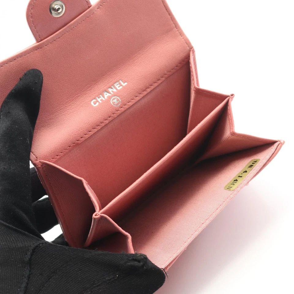 CHANEL Matelasse Tarjetero Cartera Piel de Cordero Rosa SHW Usado Mujeres Logo CC Marca Coco Foto 3 de 4