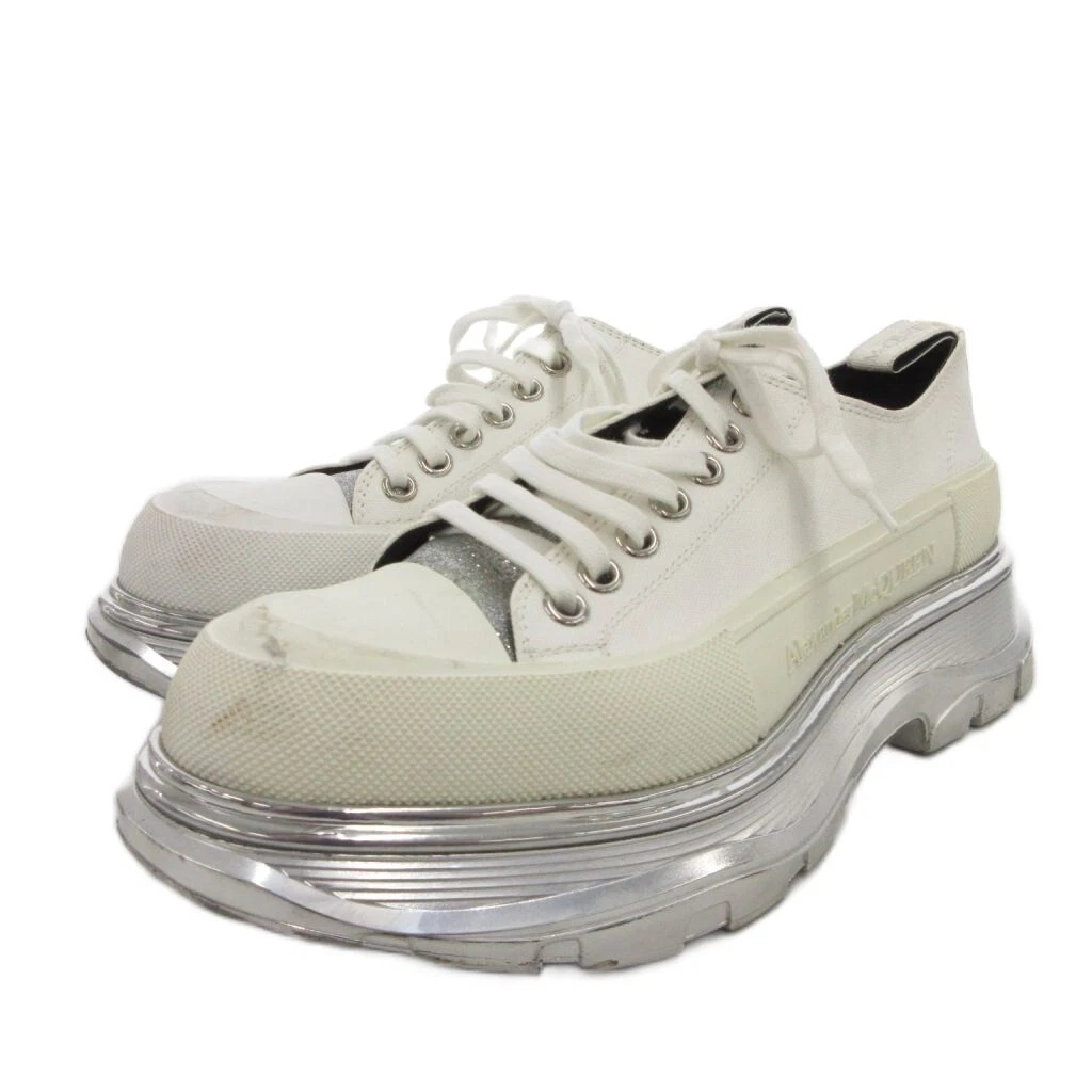Alexander McQueen — Alexander McQueen Tread slicks Lace-up Sneakers Shoes White Canvas EU:41