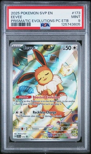 PSA 9 Eevee Prismatic Evolutions Pokemon Center Stamped ETB Promo #173