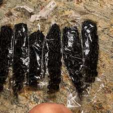 Lot of 6 Synthetic Curly Weft Hair Extensions 10in Black 1B Unisex