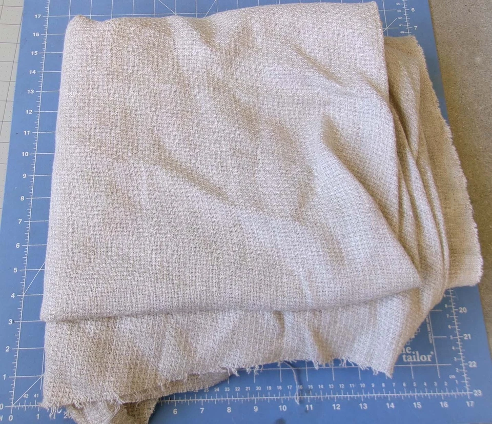 2+ yd Vintage Woven FABRIC Homespun Natural Tweed Boucle Linen Look Ecru Beige - Image 4 of 4