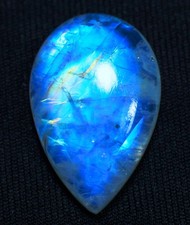 21 Ct 7X16X24 mm Natural Blue Fire Rainbow Moonstone Pear Cabochon Gems RU-248