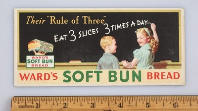Vintage Advertising Blotter Ward's Soft Bun Bread Chalkboard Fun