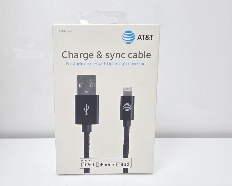 AT&T 4ft Braided Charger Cable MFi Certified for iPhone 15 14 13 12 11 - Image 2 of 4