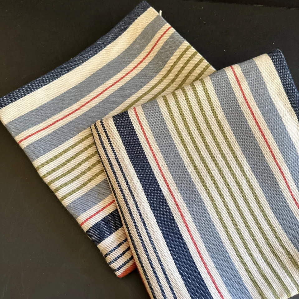 Pair IKEA Korallbuske 20"x20" Pillow Covers Multicolored Stripe Cabana Cotton - Image 3 of 4