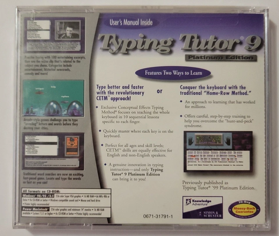 NEW Typing Tutor 9 Platinum Edition (PC & MAC, 1998) Learn VTG Software SEALED - Image 2 of 3