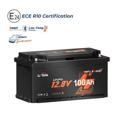 LiTime 12V 100Ah H8 LiFePO4 Lithium Batterie 100A BMS Bluetooth Low Temp Schutz