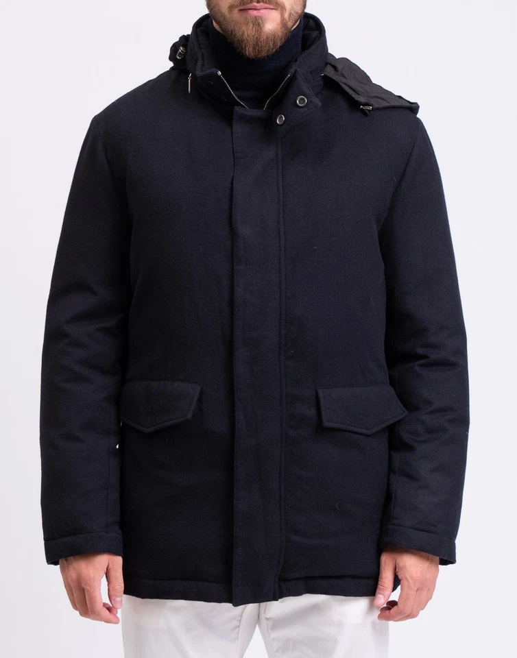 RRP€2065 GIAMPAOLO Down Cashmere Flannel Coat IT50 US40 L Blue Made in Italy - Image 3 of 4