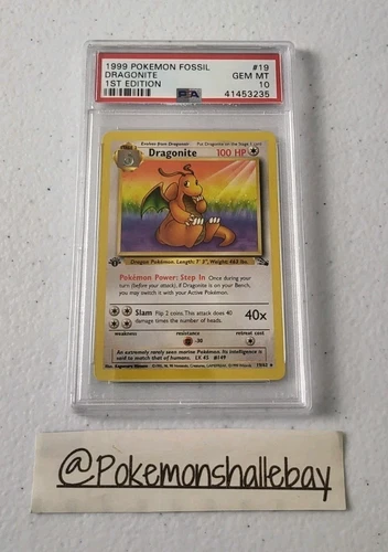 Dragonite 19/62 - Fossil Set  WOTC *PSA 10 - GEM MINT* Rare Pokemon Card
