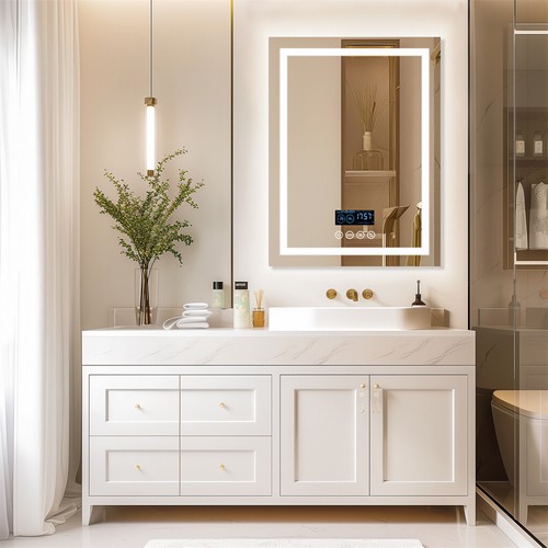 LUVODI Bluetooth LED Bathroom Mirror Dual Lights Anti-Fog Makeup Mirror Music - Picture 3 of 22
