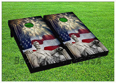 VINYL WRAPS Cornhole Boards DECALS Abe Lincoln USA BagToss Game Stickers 598