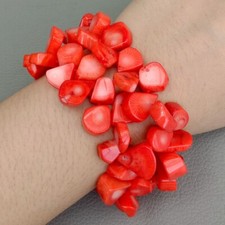 8" 2 Strands Red Orange Top-drilled Coral Bracelet