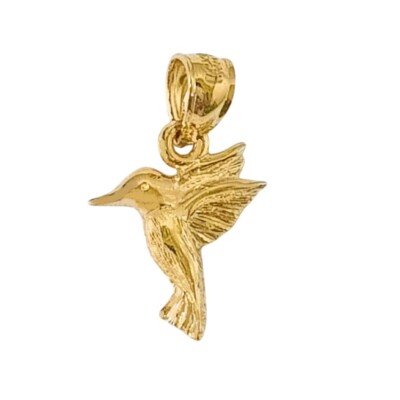 14k Yellow Gold Hummingbird Pendant / Charm, Made in USA