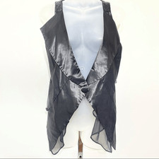 Anthropologie Ryu One Button Satin Vest Lapel New