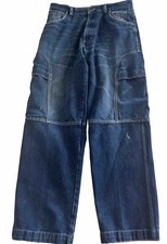 FUBU Cargo Wide Leg Jeans 36x34 The Collection Y2K Blue Baggy