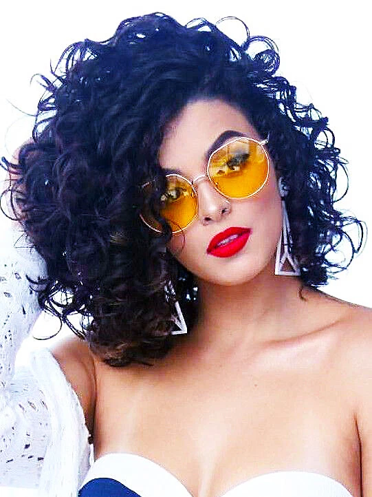 Women's Black Short Curly Wavy Synthetic Hair Cosplay Wigs Heat Safe Glueless - Image 3 of 4