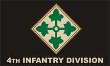 4TH INFANTRY DIVISION 3X5 FOOT FLAG W GROMMETS. ONE SIDED IMAGE.