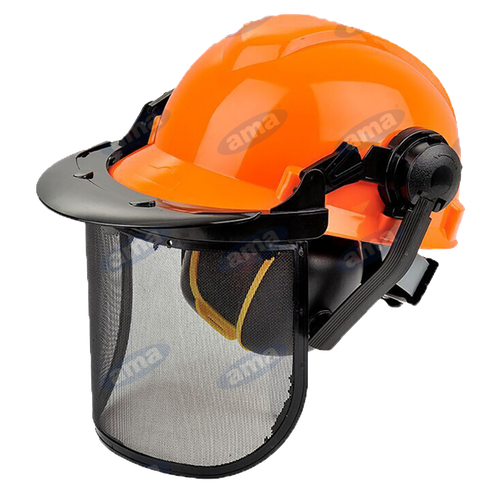 CASCO ELMETTO PROTETTIVO CON VISIERA A RETE CUFFIE ANTIRUMORE  DECESPUGLIATORE | eBay