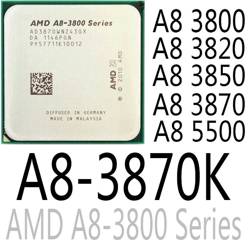 AMD Phenom A8-3800 A8-3820 A8-3850 A8-3870 A8-3870K A8-5500 CPU Processor - Image 2 of 4