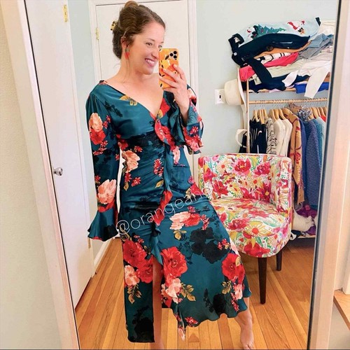 MISA Green Floral Long Sleeve Maxi 