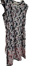LOFT Petite Red Floral Dress Size X Small 100% Rayon. Pre-Owned 