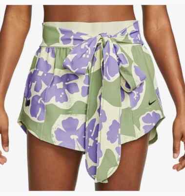 Nike Damen Naomi Osaka Printed Tennis Shorts DX1848-386 Größe M Oil Green/Purple