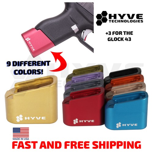 Hyve Technologies plus 3 Magazine Extension Base Pad for the Glock 43 ...