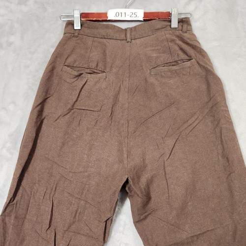 Nique Pleated PANTS Trousers WOMENS SIZE 10 BROWN Linen/Cotton HIGH RISE CROP - Picture 14 of 16