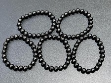 Black Shungite Bead Stretch Bracelet 8mm Beads Gemstone Jewelry Supply