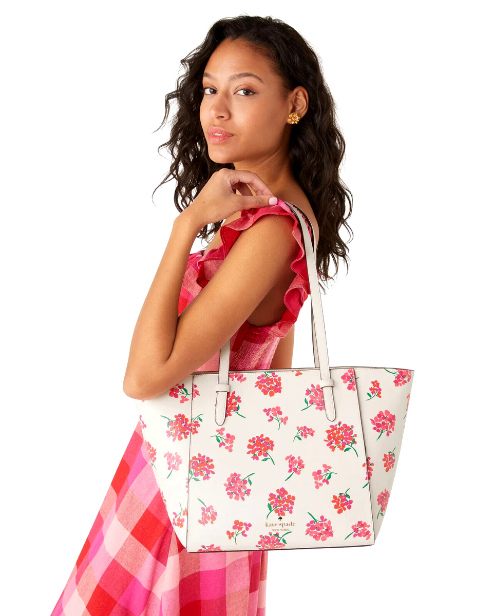 New Kate Spade Becca Floral Tote Fresh Peach Multi with Dust bag