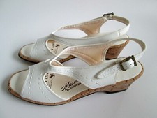 VTG NOS Slingback 7.5 Heels Mason Shoes Chippewa Falls Strap White Open Toe NEW 