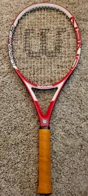 Wilson NANO Carbon ELITE 110 Head Tennis Racket Red White Black