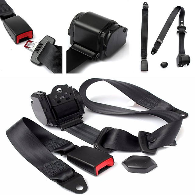 3 Point Adjustable Retractable Car Safety Seat Belts Lap With Curved