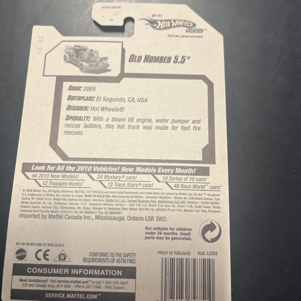 Hot Wheels 2010 #052/240 Treasure Hunts Old Number 5.5 8/12 NEW ON CARD B48 - Image 2 of 3