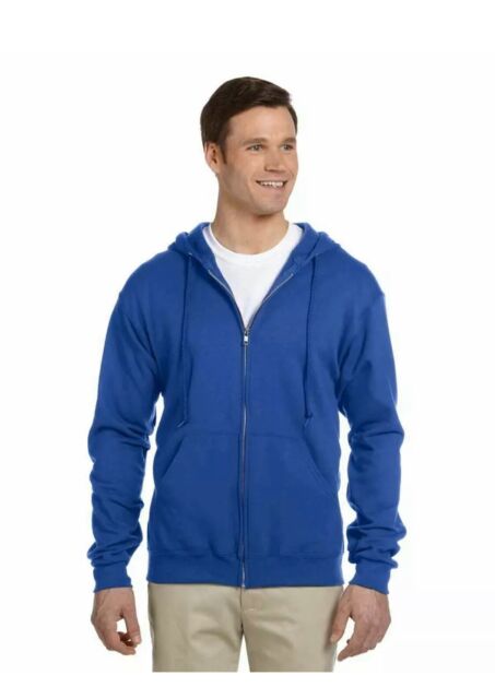 Jerzees Nublend Blue Full Zip Sweatshirt XL New | eBay