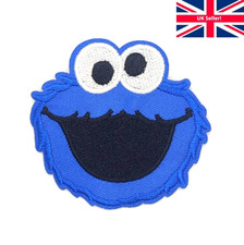 Cookie Monster Iron Sew On Patch Blue Muppet Sesame Street Badge Cloth Patches