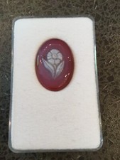 Achat Gemme Kamee Blume oval ca. 2,5 X 1,5 cm nicht Gefasst Idar Oberstein