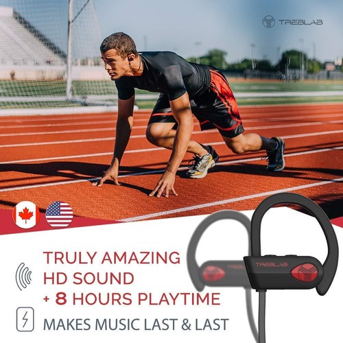 TREBLAB XR500 Wireless Sport Earbuds with Mic, IPX7 Waterproof, Noise Cancelling - Picture 7 of 49