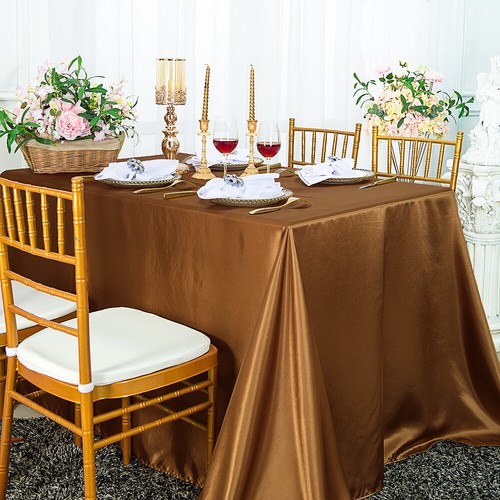 Wedding Linens Inc, 90" x 132" Premium Satin Rectangular Tablecloths - Picture 36 of 58