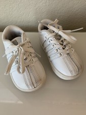 EUC K-SWISS white toddler tennis shoes sneaker Toddler 4 string tie - SHIPS FREE
