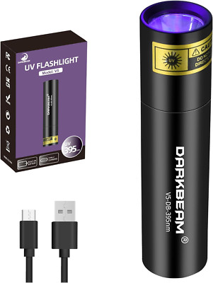 Linterna UV de 395 nm, luz negra, mini pero potente lámpara de madera.