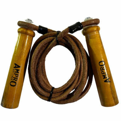 Ampro Leder Propeller Holzgriff Springseil - Springen / Fitness / Boxen
